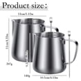 thumbnail image 3 of 12oz Milk Frothing Pitcher, 304 Stainless Steel Milk Steaming Cup with Dripless Spout, Latte Art Jug for Espresso Machine, Includes Decorating Pen, 350ml, 3 of 9