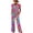 Hot Pink, variant on Summer 2 Piece Sets,Two Piece Set for Women Summer Spring Outfits Travel Beach Vacation Round Neck Wide Leg Pants Set