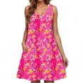 thumbnail image 4 of Ovzne Robes pour Femmes Robe d'Été Femmes Décontractée Ample Robe d'Été Imprimée Sans Manches Col en V Ensemble Haut/chemise Robe de Printemps Imprimée Liquidation, 4 of 6