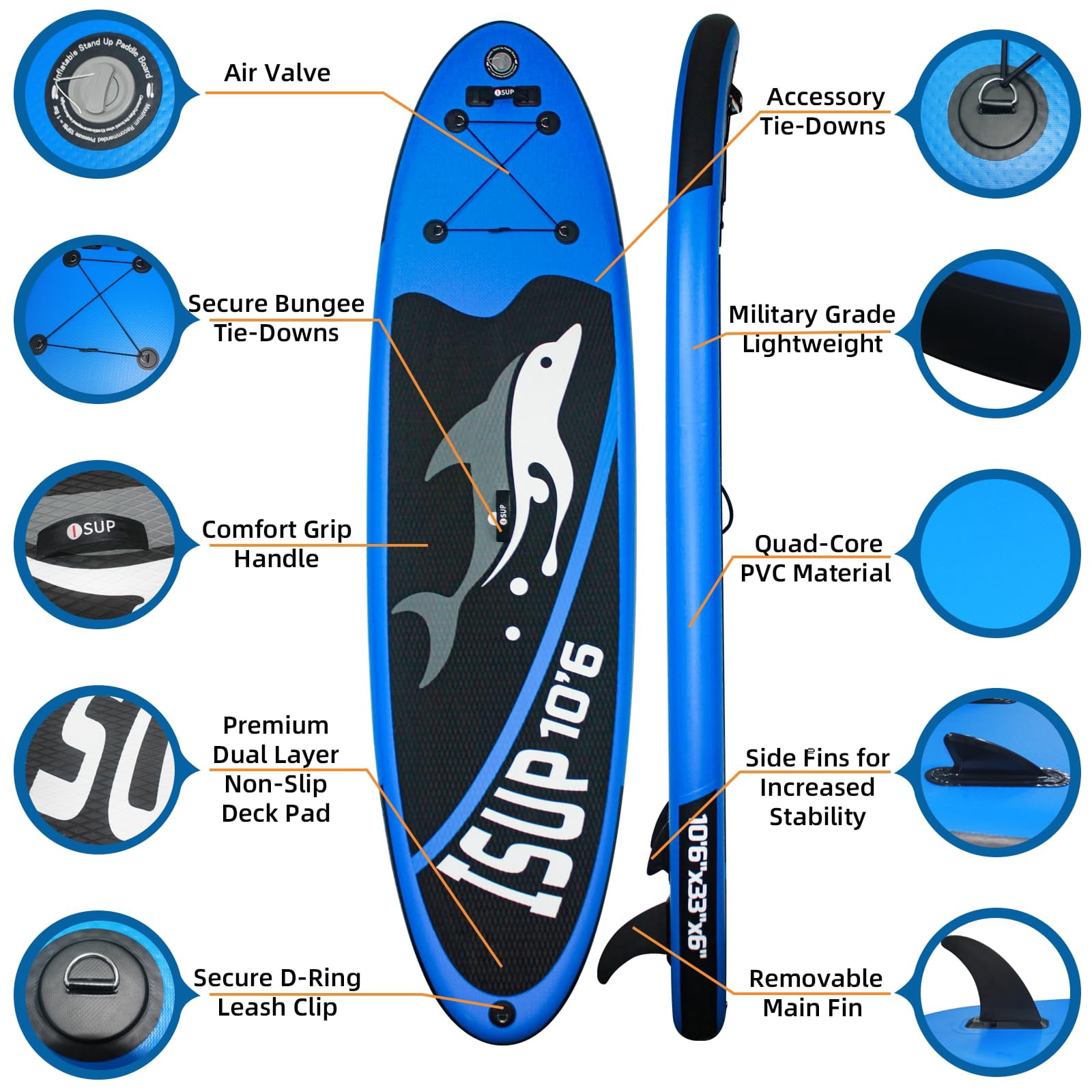 Inflatable Stand Up Paddle Boards, with SUP Paddle Board Accessories, Wide Stable Design, Non-Slip Comfort Deck for Youth & Adults