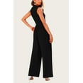 thumbnail image 4 of PRETTYGARDEN Womens Summer Jumpsuits Dressy Casual One Piece Outfits Sleeveless Mock Neck Wide Leg Pants Rompers with Pockets, 4 of 8