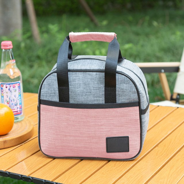 Bolsa de almuerzo portátil de gran capacidad de tela Oxford repelente al agua con aislamiento de papel de aluminio.