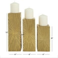 thumbnail image 3 of CosmoLiving by Cosmopolitan 3 Candle Gold Wooden Geometric Carved Pillar Candle Holder, Set of 3, 3 of 8