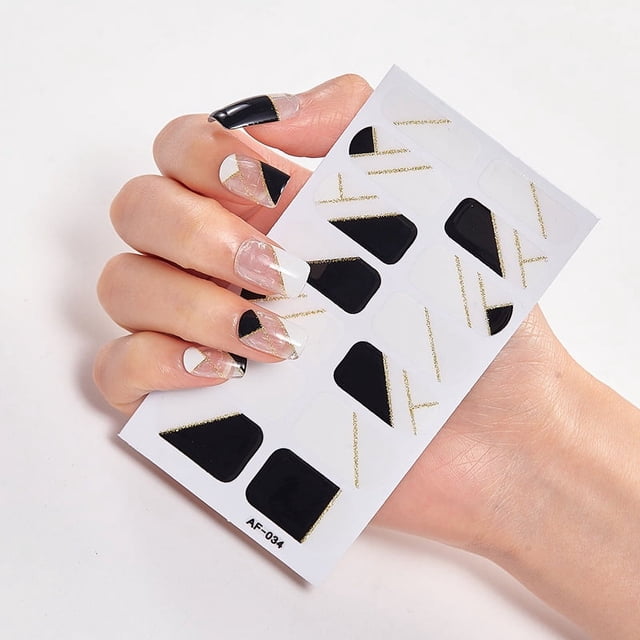 Ensemble de 14 Bandes de Vernis Gel Rouge pour Ongles avec Lime à Ongles et Bâton - Durcissement UV/LED Longue Durée, Matériau Imperméable Sécuritaire, Application et Retrait Faciles de Qualité Salon - AF34