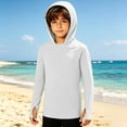 thumbnail image 6 of Hooded Rash Guard Fishing Shirt for Boys Girls, UPF 50+ Kids Long Sleeve Sun Hoodie, Youth UV Protection Beach Swim Shirts with Thumb Hole, 6 of 8
