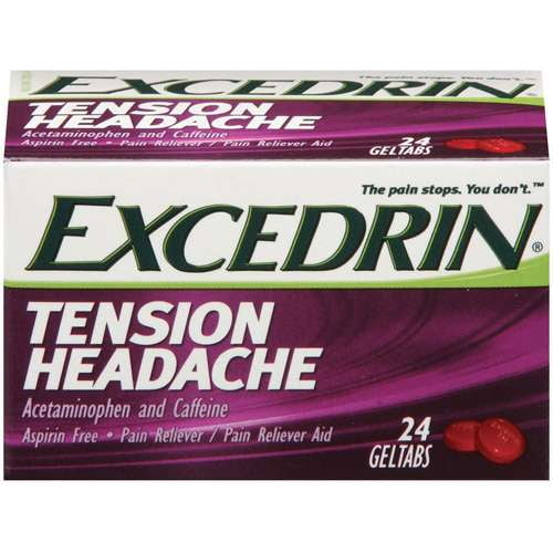 Excedrin Tension Headache Aspirin Free Pain Reliever Pain Reliever Geltabs 24 Count Walmart Com Walmart Com