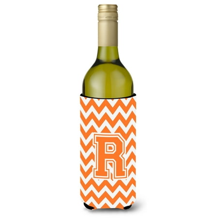 

Carolines Treasures CJ1046-RLITERK Letter R Chevron Orange and White Wine Bottle Beverage Insulator Hugger Wine