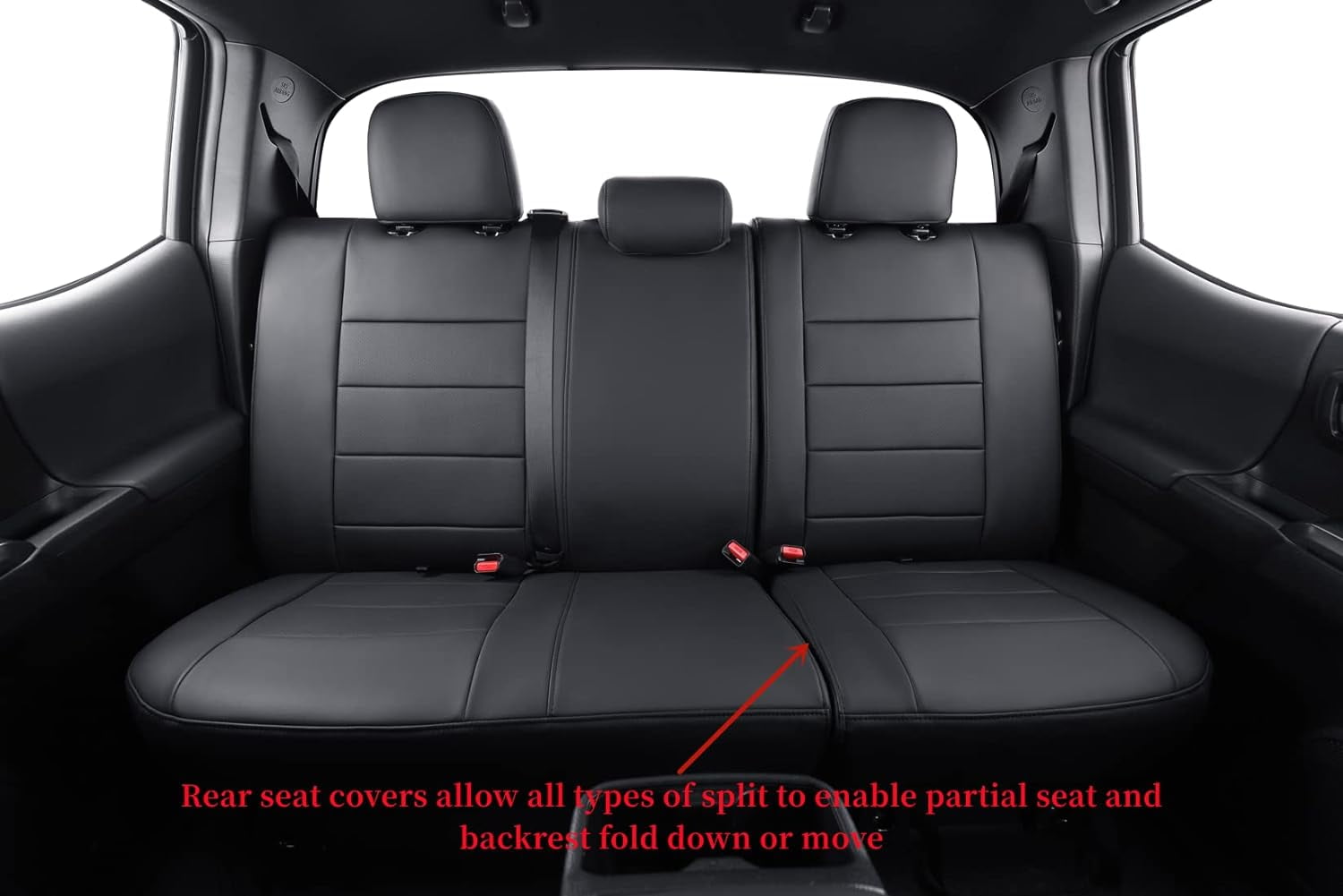 coverdream 2nd Gen Tacoma Seat Covers Custom Fit for 2012-2015 Toyota Tacoma Double Cab/Crew Cab Base (Regular Seats) - Breathable Leather Auto Seat Covers (Full Set,Black)