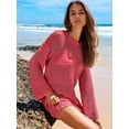 thumbnail image 6 of DAKIMOE Women Swimsuit Cover up Summer Bathing Suit Cover up Knit Swimwear Pullover Swim Cover up Beach Dress S-XL, Rose Red, M, 6 of 10