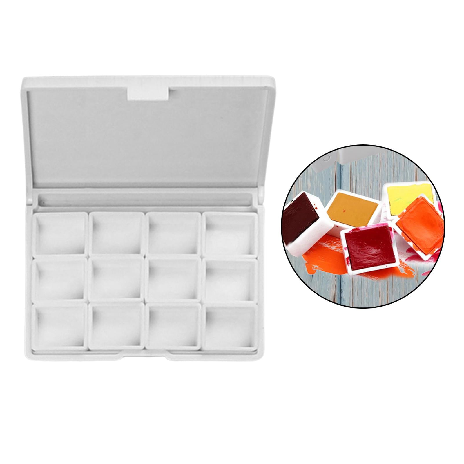 Milageto Watercolor Travel Palette Portable Plastic Organizer with Lid Half Pans Case for