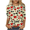 thumbnail image 2 of Womens Valentines Day Shirt Plus Size Crew Neck Cute Heart Graphic Tee Tops Fashion Funny Love 3/4 Sleeve Pullover Loose Casual Valentine Outfits 2026, 2 of 6