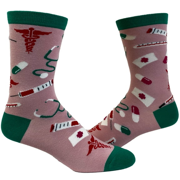 Women's Medical Pattern Socks for Nurses and Doctors Cute Funny Hospital Graphic Novelty Footwear