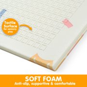 Bammax Extra Large 78 x 70 x 0.4 XPE Foam Baby Play Mat with Travel Bag | Waterproof, Foldable & Reversible Padded Playmat | Baby Crawling & Kids Play Mat – Giftable Design, Dinosaurs & Safari