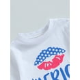 thumbnail image 5 of Bagilaanoe 4th of July Clothes for Toddler Baby Girls Stars Letter Print Short Sleeve T-Shirts Tops + Floral Flare Trousers 12M 18M 24M 3T 4T 5T Kids Independence Day Outfits 2pcs Long Pants Set, 5 of 9