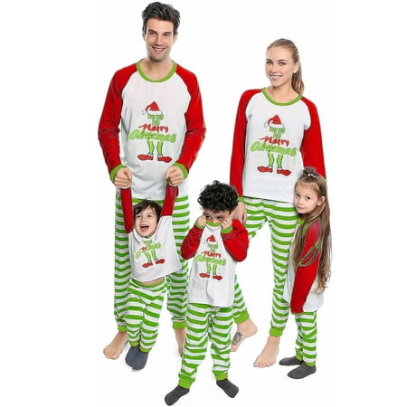 

Ma&Baby Matching Family Christmas Pajamas Cartoon Print Baby Xmas Pjs Loungewear Adults and Kids Holiday Sleepwear