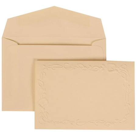 JAM Paper Wedding Invitation Set, Small, 4 7/8 x 3 3/8, Ivory Card Full Lily Border with Ivory Envelope Ivory Lily, 100/pack