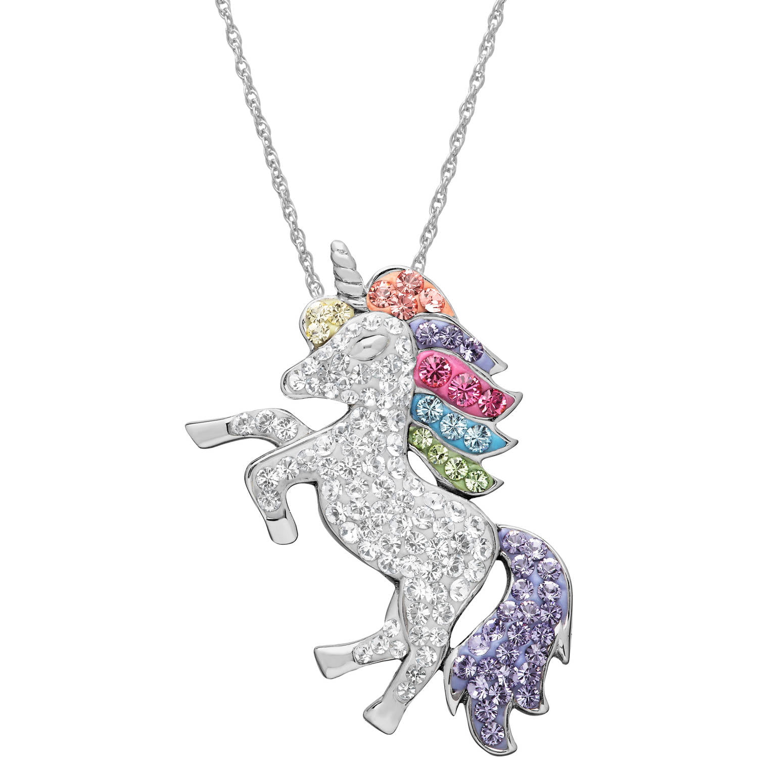 Jewels Obsession Unicorns Necklace Rhodium-plated 925 Silver Unicorns Pendant with 16 Necklace 