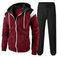 thumbnail image 3 of Solid Track Suits for Men Set Athletic Full Zip Tracksuit Jacquard Jogging Set Jackets And Pants Outfit Casual Running Jogging Sport Suit Sets (Brick Red, XXXL), 3 of 3