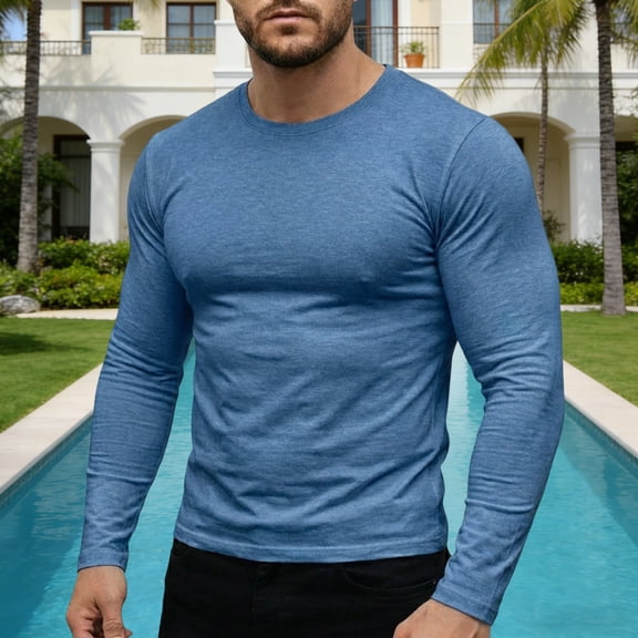 Aimik Men's Muscle Fit Long Sleeve T-Shirt High Stretch Quick Dry Breathable Gym Bodybuilding Athletic Top