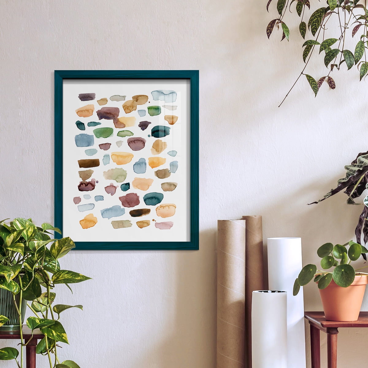 Shattered Segments I - Framed Print w/glass - Ocean Blue