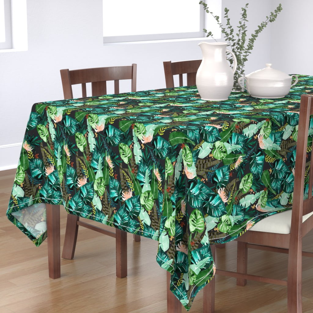 Banana Leaf Tablecloths for Party,Tropical Palm Leaves Jungle Leaf,Wrinkle Free Anti-Fading Spill Proof Table Cover for Kitchen,Dinning,54×72 in,Green 