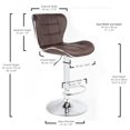 thumbnail image 4 of Bronte Living Leatherette Bar Stool 360 Swivel, Adjustable Height 24" to 33" High Backrest, with Hard Floor Protection Rubber Band - Series Susan (Set of 2), 4 of 8
