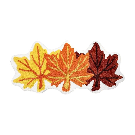 Fall Thanksgiving Bath Mats, Cute Maple Leaf Design Soft Absorbent Non-Slip Rugs for Bathroom Front Door Bedroom