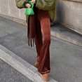 thumbnail image 3 of Ladies Bodycon Pants Slight Flare Leg Elastic High Waist Casual Style Daily Suit, 3 of 9