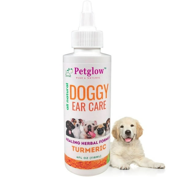 Petglow Ear Cleaner and Yeast Infection Solution Drops for Dogs and Cats, 4 Fl. Oz.
