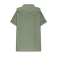 thumbnail image 4 of Fesfesfes Women's Fashion Blouses Hooded Front Placket Foldable Short Sleeve Loose T-shirt with Buttons Summer Linen Breathable Tops(Green,L), 4 of 5