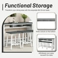thumbnail image 4 of 4 PC Farmhouse Counter Height Dining Table Set with 3 Storage Space, 60" Dining Table & Saddle Stools, Console Kitchen Table Set with 3 Stools for Living Room Dining Room Kitchen Island, White+gray, 4 of 9