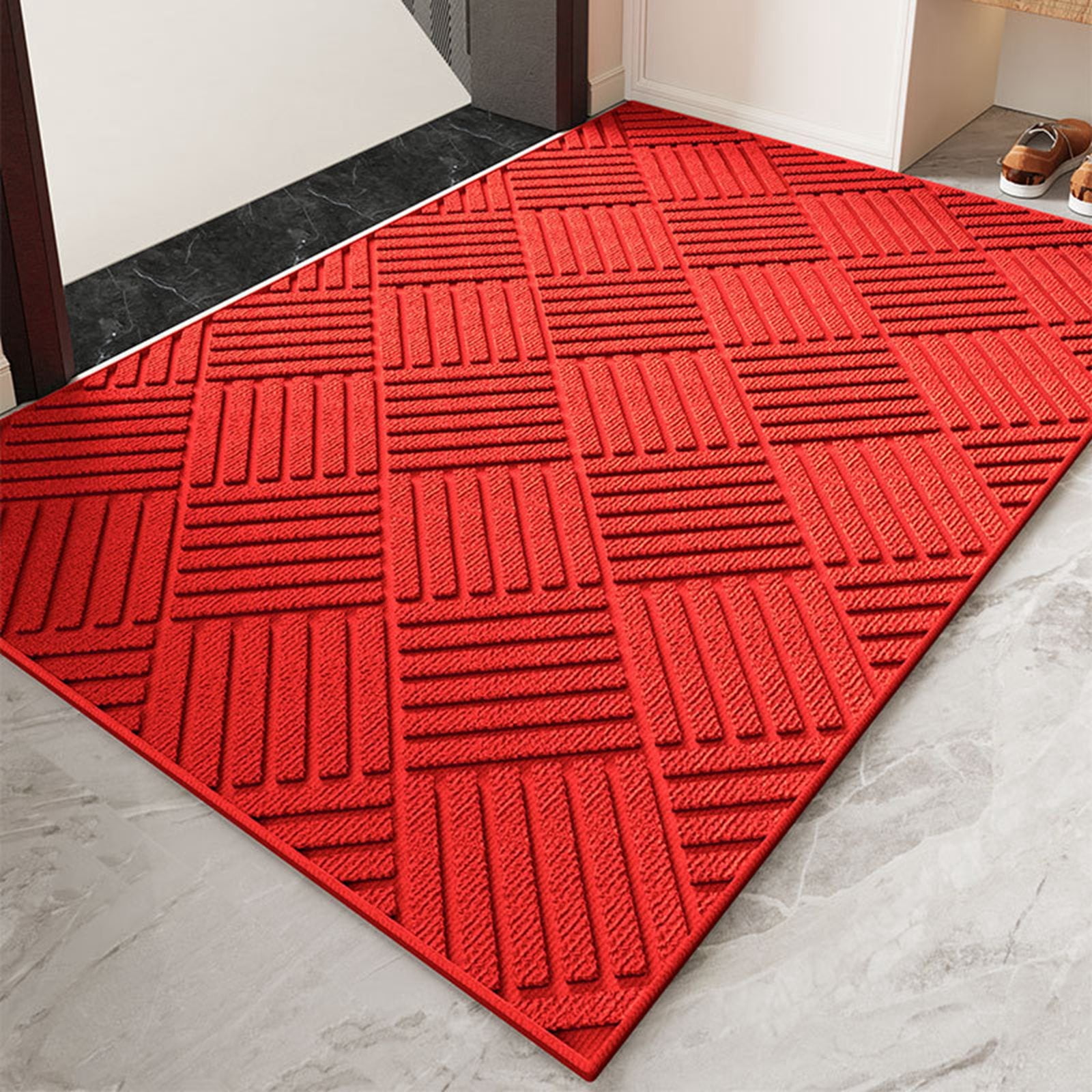 Heavy Duty Indoor Outdoor Doormat 31x19.6 Inch, Low Profile Front Door Mat Outside Entrance, Stain and Fade Resistant Welcome Mat for High Traffic Area, Non Rubber Entry for Patio