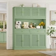 thumbnail image 5 of Homfa Large Pantry Cabinet with 8 Louvered Doors, 70.7" Tall Kitchen Storage Cabinet with Hutch & 2 Drawers, Modern Coffee Bar for Dining Room, Green, 5 of 8