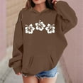 thumbnail image 2 of Toddler Girls Hoodies Sweatshirts Winter Casual Wear Crewneck Letter Print Pullover Kids Clothes Coffee Size 4-5T, 2 of 4