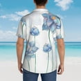 thumbnail image 6 of Balery Pale Blue Lotus Flowers Print Men's Hawaiian Shirts Short Sleeve Beach Shirt Relaxed Fit Vacation Button Down Shirts-Large, 6 of 9