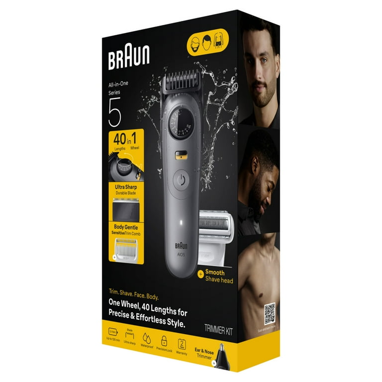 Braun All-in-One Series 5 Trimmer Kit, Ultra Sharp Blade, Up to