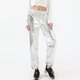 thumbnail image 1 of Pantalones casuales deportivos de calle, estilo hip hop, para fiesta, brillantes y coloridos, holgados con láser para mujer, 1 of 6