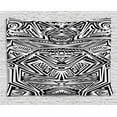 thumbnail image 1 of Tribal Tapestry, Abstract Composition of Geometric Forms of Ethnic Maori Pattern for Background, Wall Hanging for Bedroom Living Room Dorm Decor, 60W X 40L Inches, Black and White, by Ambesonne, 1 of 2