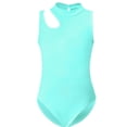 thumbnail image 6 of IVEYRTF Girls Solid Color Leotard Set Sleeveless Straps Design Mesh Cut Out Thong Bottom Gymnastics Dance Practice Wear Summer Training Comfort Fit Performance Outfit(Green,3-4 Years), 6 of 7