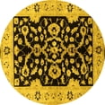 thumbnail image 1 of Ahgly Company Indoor Round Oriental Yellow Traditional Area Rugs, 6' Round, 1 of 4