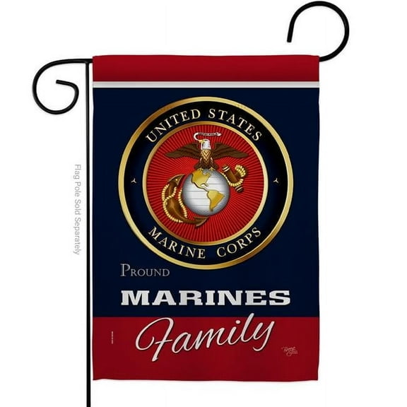 Breeze Decor G158411-BO 13 x 18.5 in. Marines Proudly Family Garden Flag with Armed Forces Marine Corps Double-Sided Decorative Vertical Flags House Decoration Banner Yard Gift