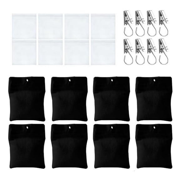 8pcs Heavy Duty Canvas Sand Weights Windproof Curtain Anchors For Outdoor Curtains Includes Seal Bag & Rustproof Clip