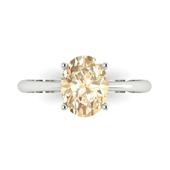 Solitaire Engagement Ring for Women - 2ct Natural Morganite in 14K White Gold Promise Ring