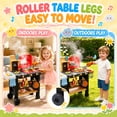 thumbnail image 5 of WonderStone 63 PCS BBQ Grill Playset, Outdoor Play Kitchen with Movable Wheels & Play Sink, Pretend Play Toy with Smoke, Sound & Light, Cooking Toys for Toddlers Ages 3–6, 5 of 10