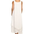 thumbnail image 2 of Sakkas Emma Relaxed Fit Scoop Neck Double Layered with Fringe Tank Dress - White - 1X/2X, 2 of 4