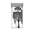 thumbnail image 1 of Tree Bedding Set with Sheet & Covers, Tree Silhouette with Swing Illustration Flowersnd Grass Monochrome Pattern, Printed Bedroom Decor 2 Shams, 4 Sizes, Black and White, by Ambesonne, 1 of 3
