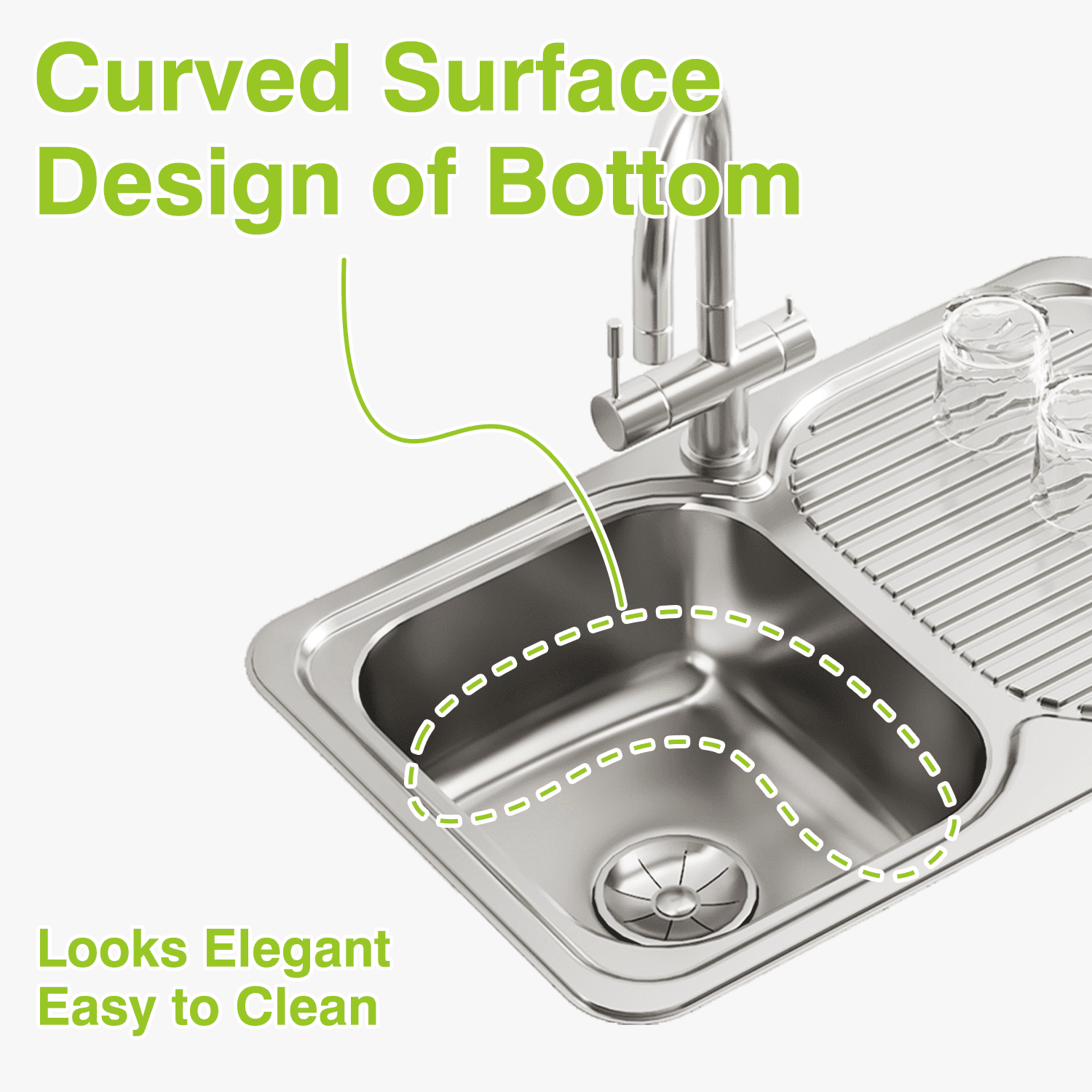 Naiture Drop-In Kitchen Sink, Rectangular Single Bowl Top Mount Sink, 21-Gauge 304 Stainless Steel, 32"L with Right Drainboard and Single Faucet Hole
