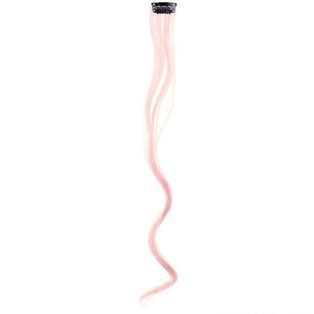 Zhuge Extensiones de cabello de colores, 12 piezas, 18 pulgadas, extensiones de cabello con clip, mechas sintéticas largas y onduladas, para mujeres, regalos de fiesta, rosa claro