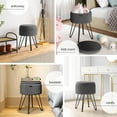 thumbnail image 3 of LammaLoe Small Round Ottoman with Storage, Pleated Velvet Ottoman Foot Stool with Lid, Upholstered Vanity Stool for Living Room & Bedroom, Gray, 3 of 8
