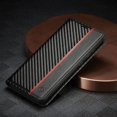thumbnail image 5 of for Samsung Galaxy S21 FE 5G Case, Carbon Fiber Premium PU Leather Ultra Thin Shookproof Anti-Fall Folding Screen Phone case Compatible with Galaxy S21 FE 5G, Vertical Red Line, 5 of 8